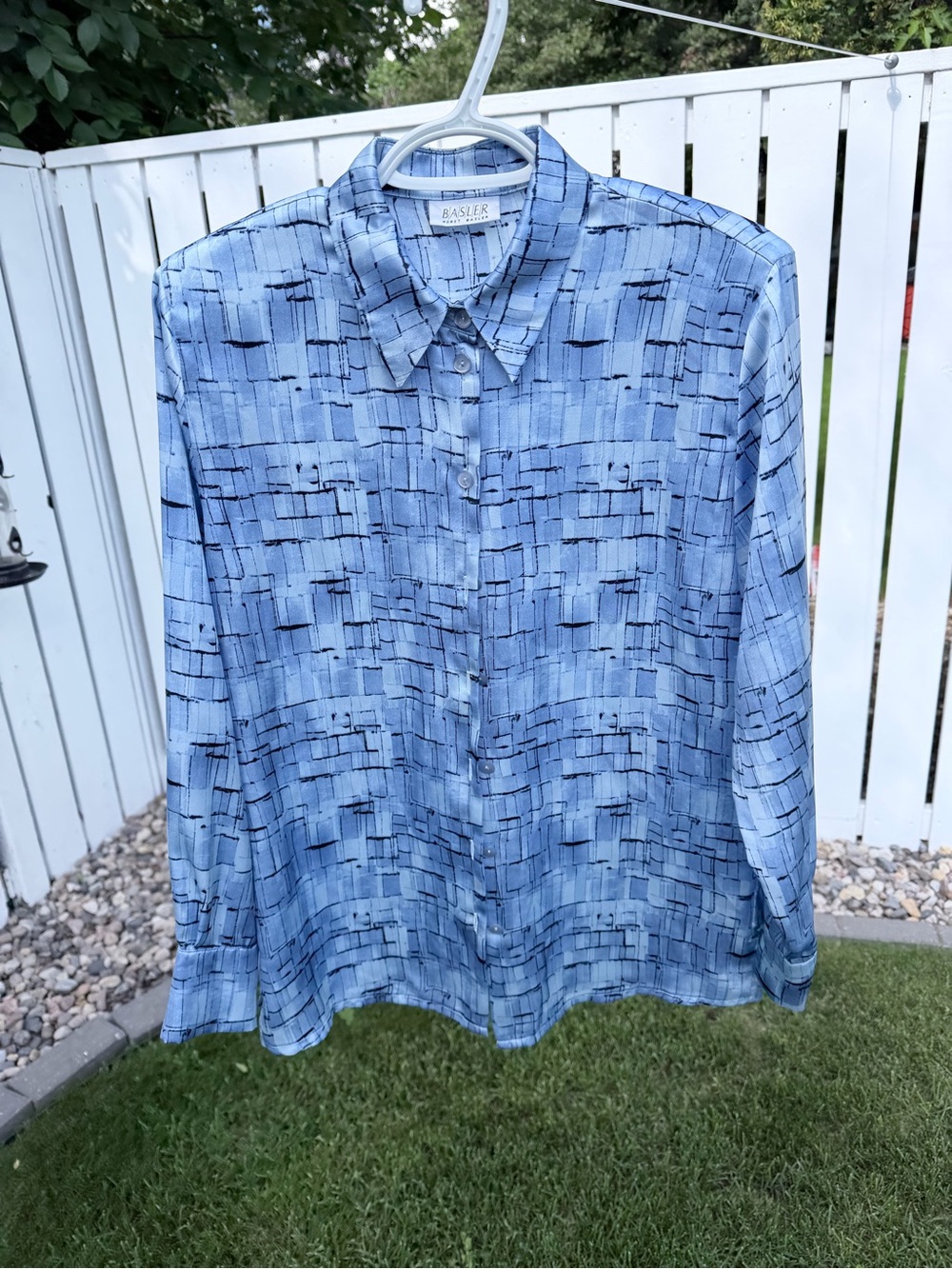 Basler Sky Blue Abstract Print Blouse